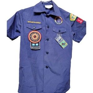 Boy Scout Shirt with Merit Badges Size Medium Texas 189 Uniform